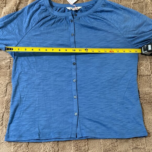 NWT New Boden Womens Blue Slub Cotton Tencel Modal Bonnie Blouse Relaxed Top 6 - Picture 6 of 12